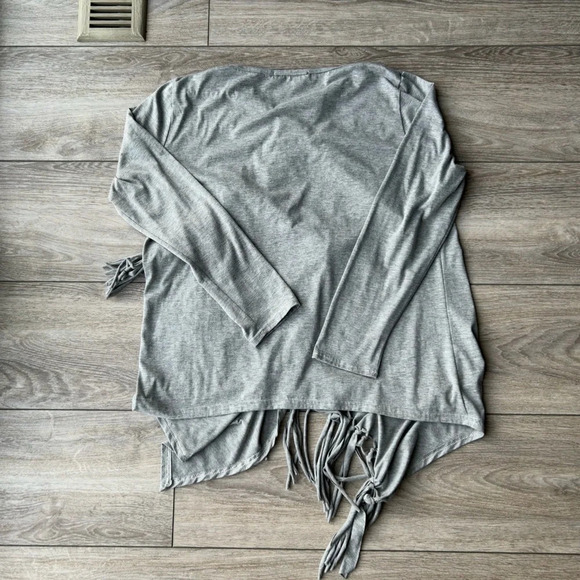 Zanzea Grey Fringe Lightweight Stretchy Cape Cardigan - Picture 10 of 12